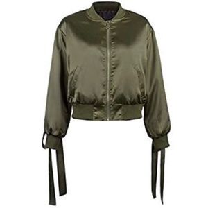 Lace Up Satin Bomber Jacket